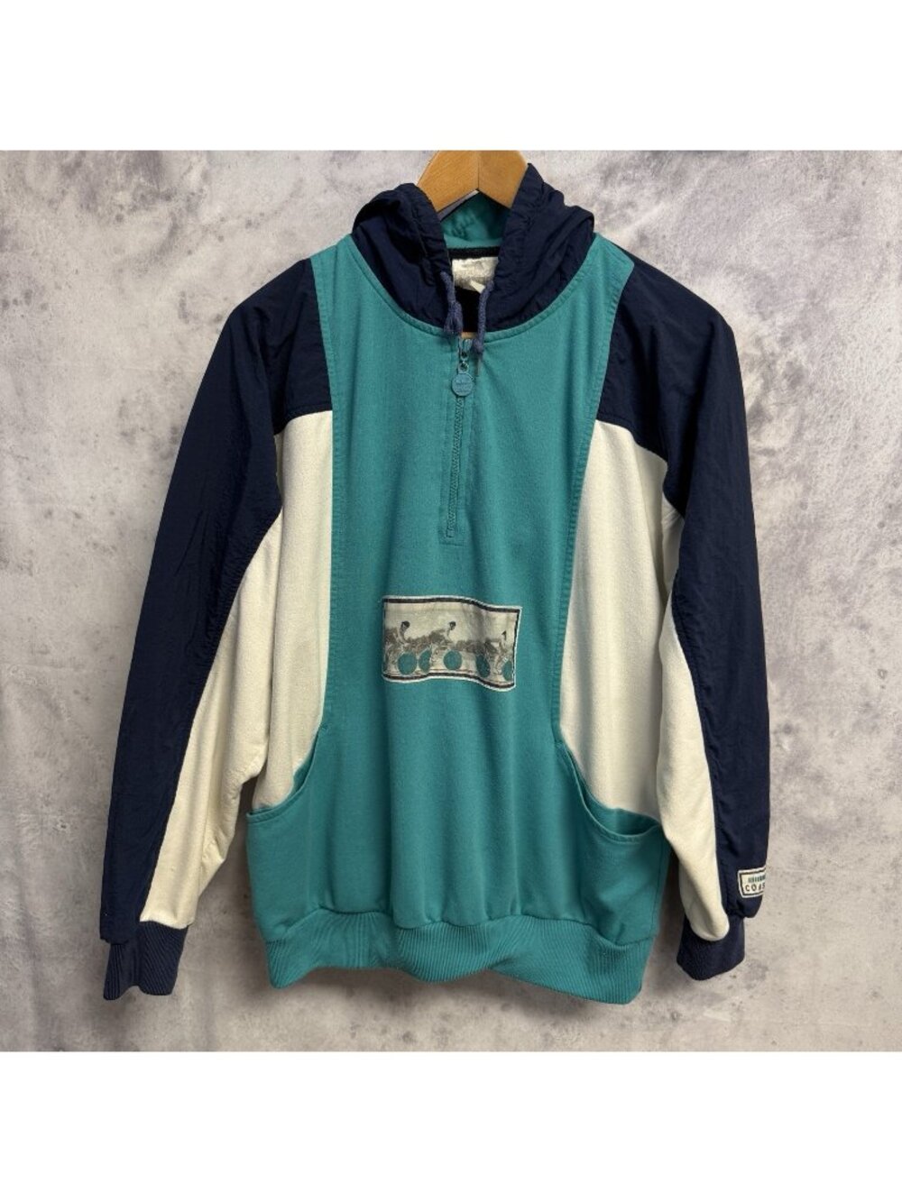 Vintage 80s Adidas Cycling Hoodie Sweatshirt Mens Medium Coast to Coast